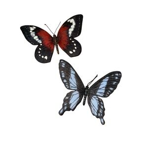 Home Interiors Vintage Butterfly Wall‎ Plaques Set of 2 Multicolor Decor